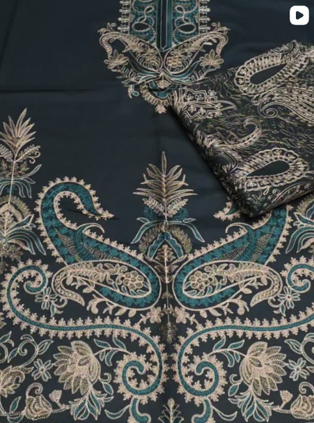 3PC DHANAK EMBROIDED DRESS