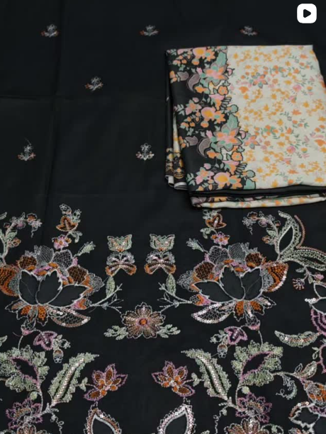 3PC DHANAK EMBROIDED DRESS
