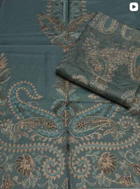 3PC DHANAK EMBROIDED DRESS