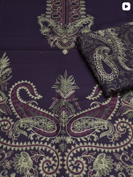 3PC DHANAK EMBROIDED DRESS