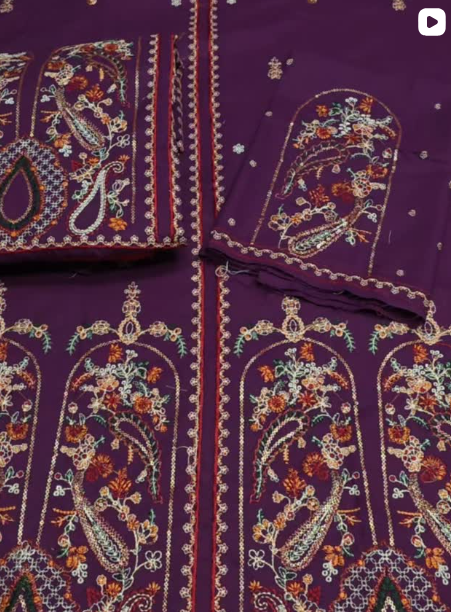 3PC DHANAK EMBROIDED DRESS