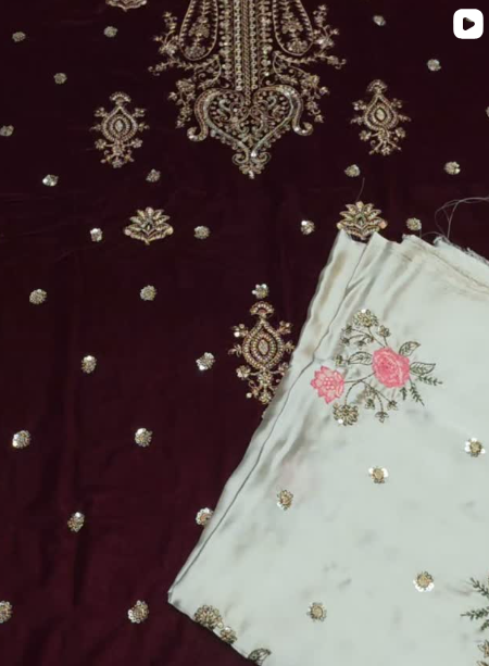 3PC VELVT WITH SILK TROUSER
