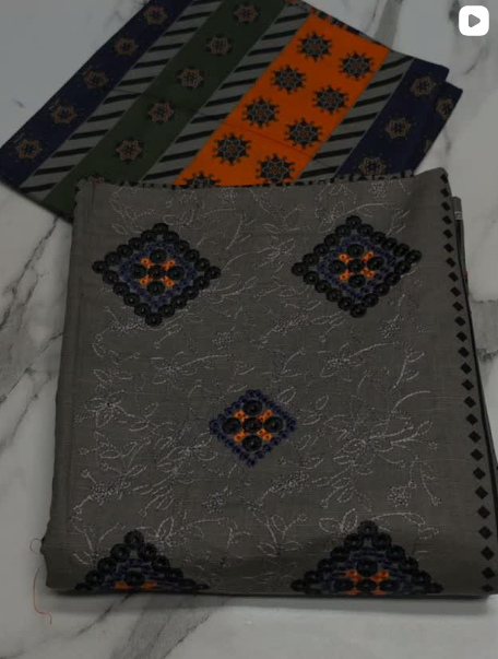 3PC KHADDER EMBROIDED DRESS