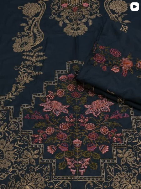 3PC DHANAK EMBROIDED DRESS