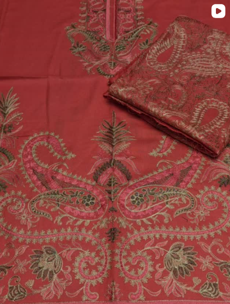 3PC DHANAK EMBROIDED DRESS