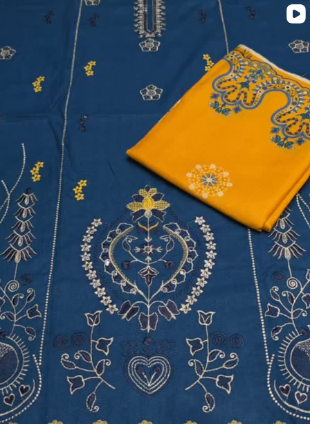 3PC DHANAK EMBROIDED DRESS