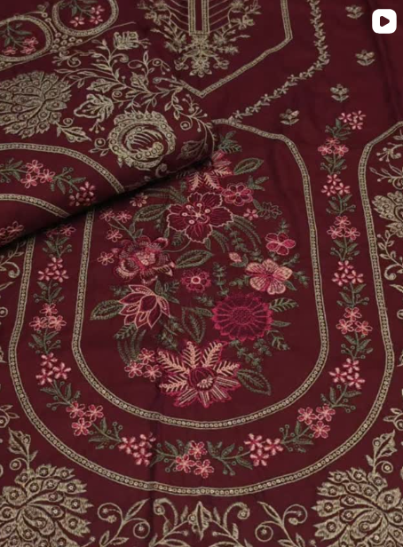 3PC DHANAK EMBROIDED DRESS