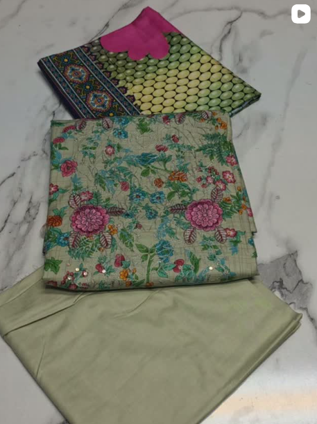 3PC LINEN EMBROIDED DRESS