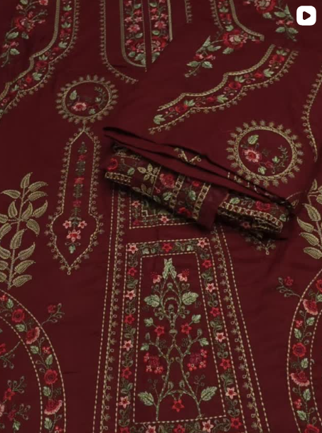 3PC DHANAK EMBROIDED DRESS