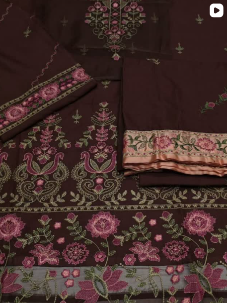 3PC DHANAK EMBROIDED DRESS