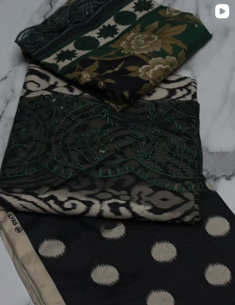 3PC LINEN WITH PACHES DRESS