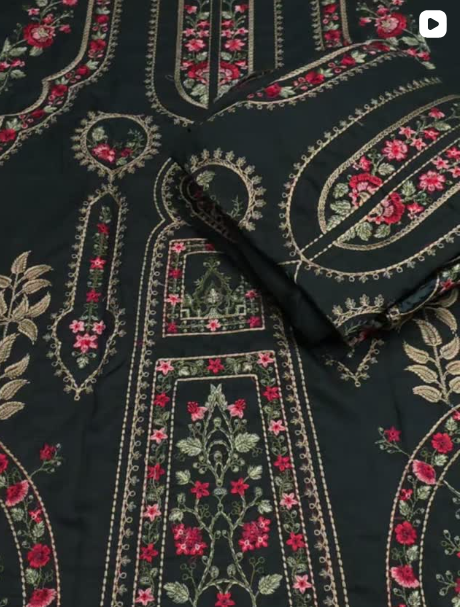 3PC DHNAK EMBROIDED DRESS