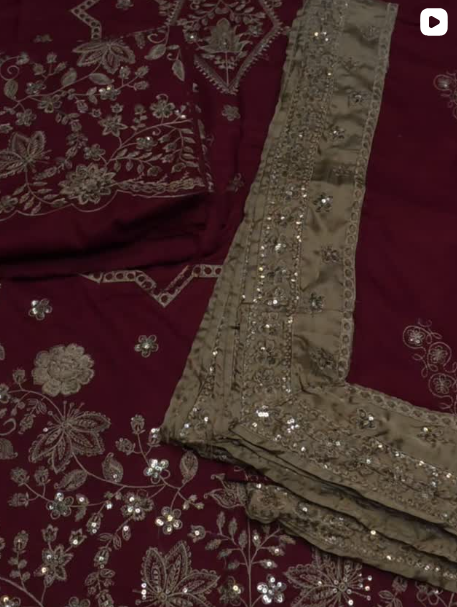 3PC DHANAK EMBROIDED DRESS