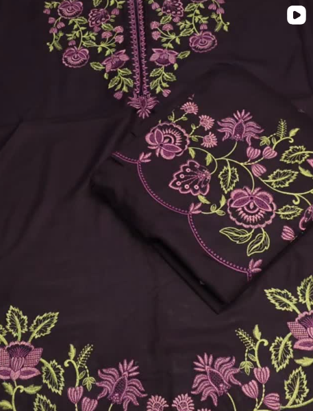 3PC DHANAK EMBROIDED DRESS