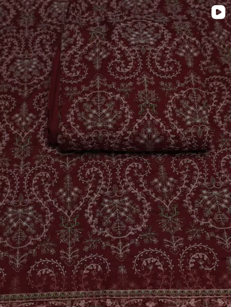 3PC DHANAK EMBROIDED DRESS