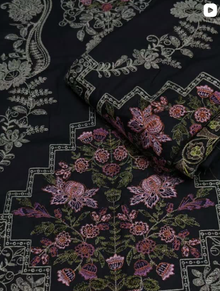 3PC DHANAK EMBROIDED DRESS