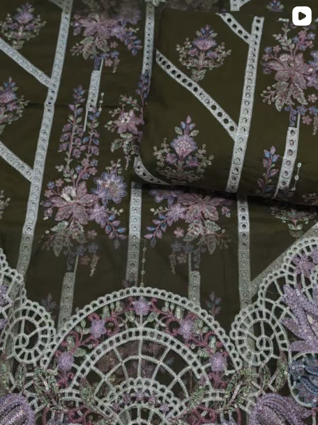 3PC DHANAK EMBROIDED DRESS