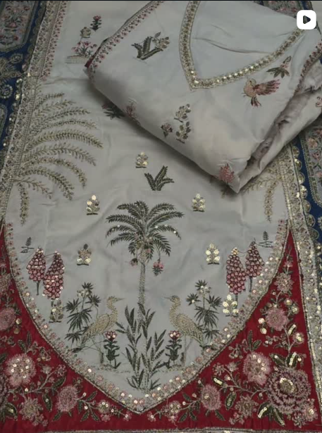 3PC DHANAK EMBROIDED DRESS