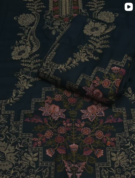 3PC DHANAK EMBROIDED DRESS