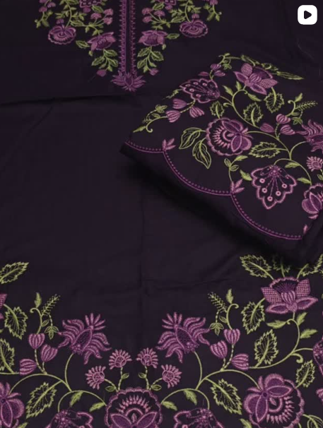 3PC DHANAK EMBROIDED DRESS