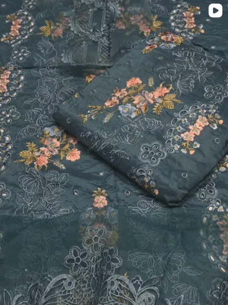 3PC VISCOSE EMBROIDED DRESS