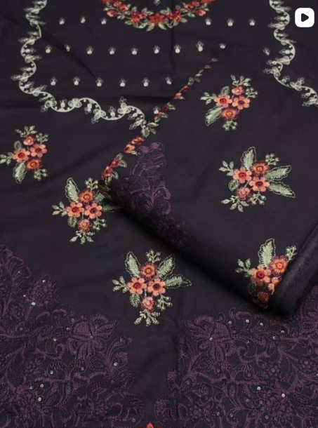 3PC DHANAK EMBROIDED DRESS