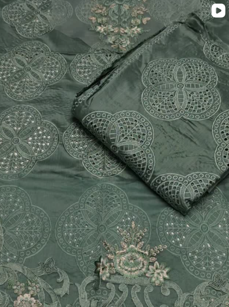 3PC VISCOUS EMBROIDED DRESS