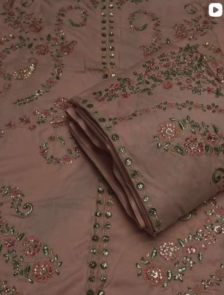 3PC DHANAK EMBROIDED DRESS