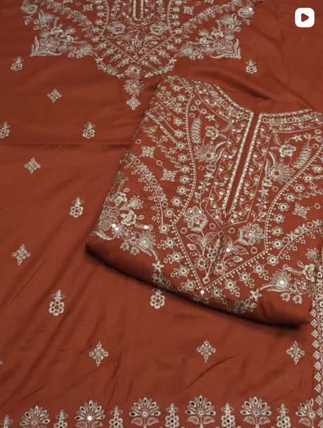 2PC DHANAK EMBROIDED DRESS