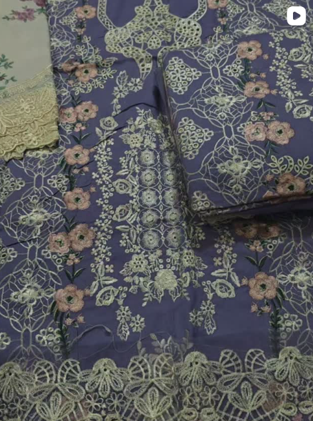 3PC DHANAK EMBROIDED DRESS