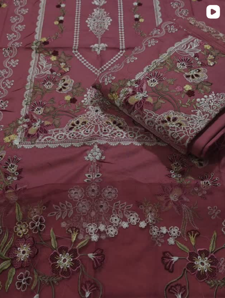 3PC DHANAK EMBROIDED DRESS