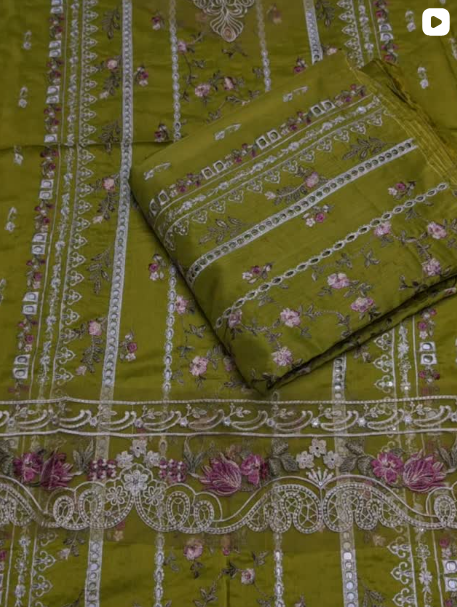 3PC VISCOUS EMBROIDED DRESS