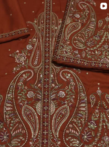 2PC DHANAK EMBROIDED DRESS