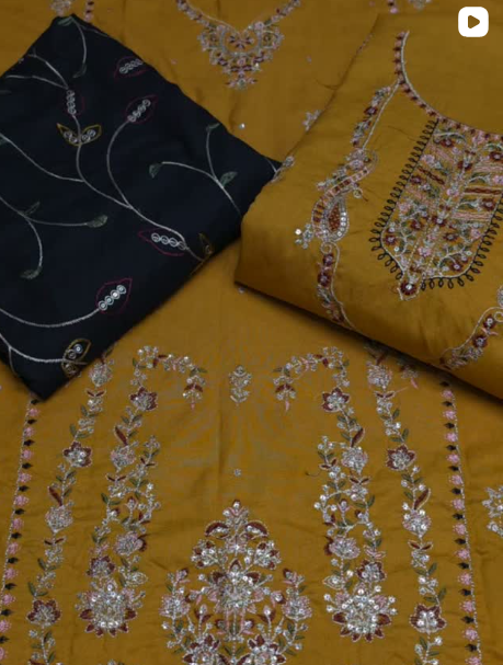 3PC DHANAK EMBROIDED DRESS