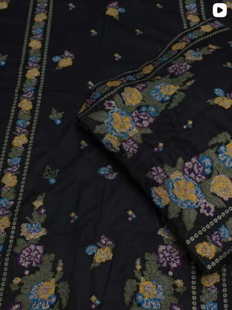 3PC DHANAK EMBROIDED DRESS