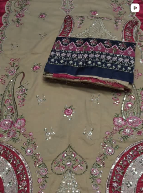 3PC DHANAK EMBROIDED DRESS