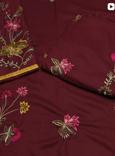 2PC DHANAK EMBROIDED DRESS