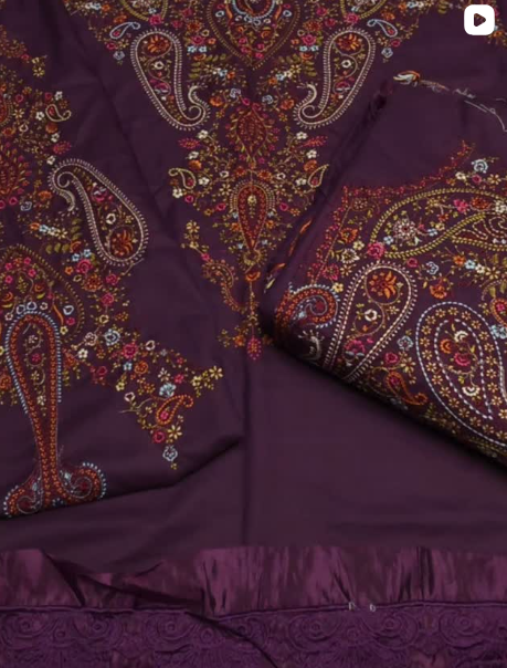 3PC DHANAK EMBROIDED DRESS