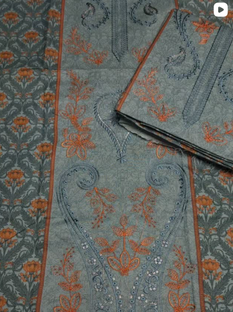 3PC DHANAK EMBROIDED DRESS
