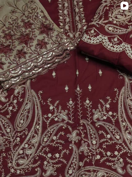 3PC DHANAK EMBROIDED DRESS